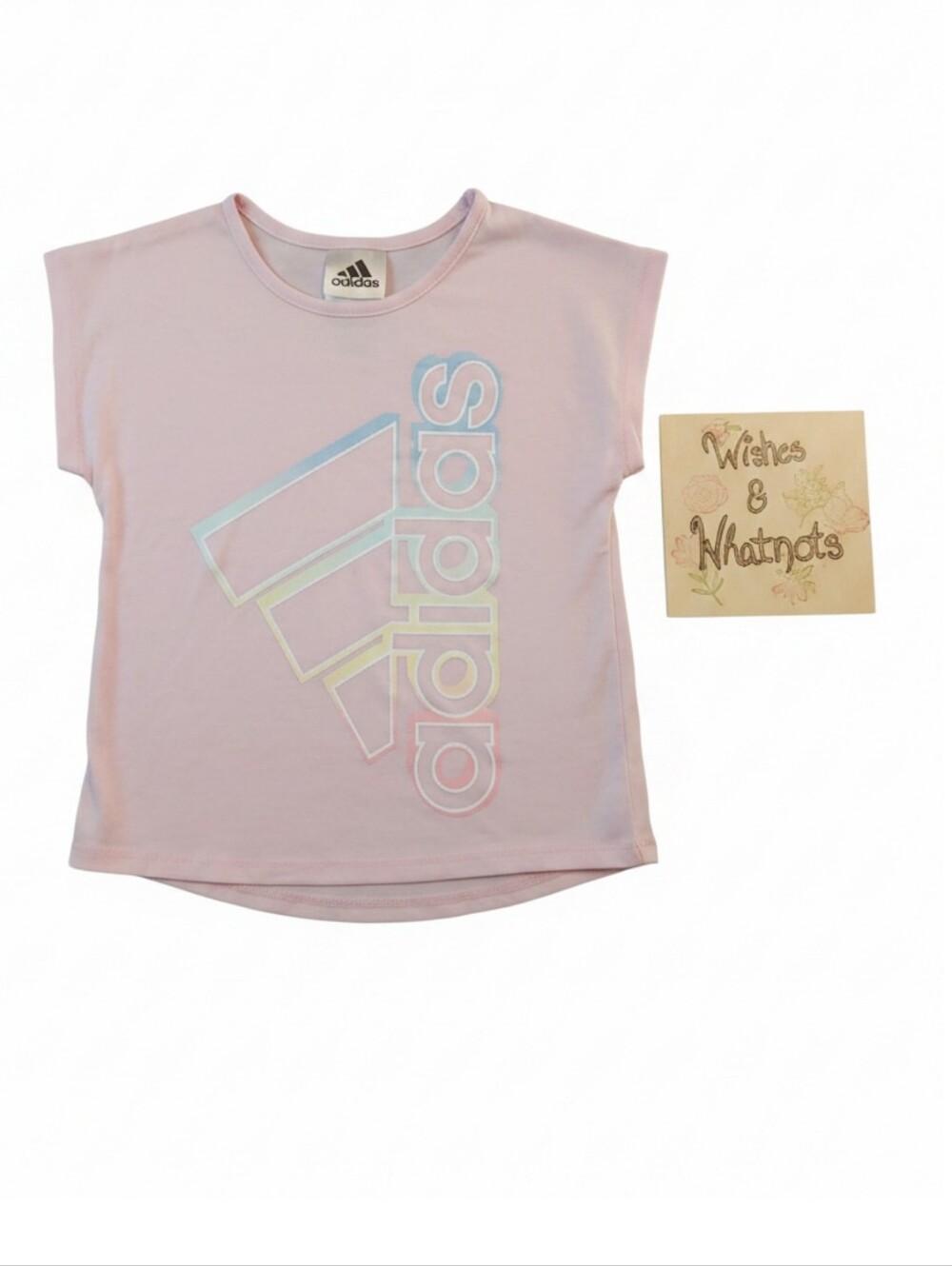 🔥5/$25🔥adidas Light Pink Tee with Iridescent Logo